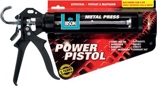 Bison Power Pistol - Koker pistool, anti-drip, duurzaam en robuust, wit