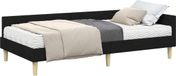 vidaXL Cadre de lit d'angle avec matelas - Noir - Tissu - 80 x 200 cm