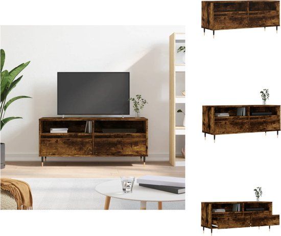 vidaXL Tv-meubel 100x34,5x44,5 cm bewerkt hout gerookt eikenkleurig
