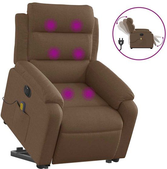 vidaXL Sta-op-massagestoel elektrisch verstelbaar stof bruin