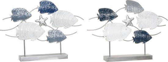 DKD Home Decor Decorative Figures - 63 x 9 x 44 cm - Gray Blue White Spirals (2 Pieces)