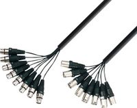 Adam Hall K3 L8 MF 0300 3m 8 x XLR (3-pin) 8 x XLR (3-pin) Zwart audio kabel