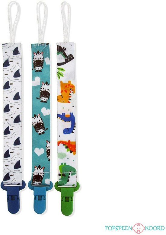 Fopspeenkoord.nl Set 3 stuks speenkoord Funky Animal