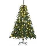 Sapin de Noël artificiel 180 cm avec éclairage LED, boules décoratives, 745 branches, décoration de Noël incluant pied métallique pour intérieur