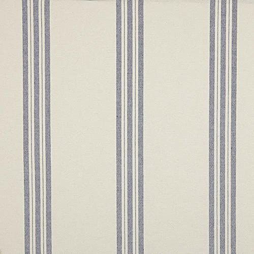 Kt KILOtela Linnen stof Half-Panama, getint garen, katoen, gerecyclede vezels, decoratie, bekleding, kussens, tafelkleden, 100 cm lengte x 280 cm breedte, 5 cm strepen, blauw, ecru 1 meter