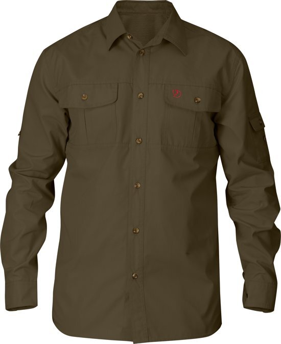 Fjällräven Sarek Trekking Shirt - heren - blouse lange mouwen - M - bruin/groen