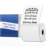 Phomemo 1,96''x3,14'' M110 M220 Étiquettes pour code-barres, étiquettes de prix, étiquettes d'emballage, 100 unités/Rouleau, 1 Rouleau par paquet - Blanc