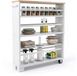 Relaxdays Niswagen, HBT: 80x13x50 cm, smalle nisplank badkamer & keuken, 4 niveaus, rolrek handvat, wit-natuur