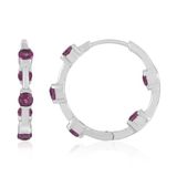 Cavill - Zilveren Oorbellen met Rhodoliet 1,393 ct - 925 Sterling Zilver Gerhodineerd - Rode Ronde Edelstenen - Elegante Moderne Oorstekers - 20 mm