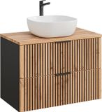 AC-Déco Wotan Badkamermeubel 80 cm met wastafel en werkblad in eikenhout