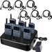 Retevis RB619 talkies-walkies avec casque. Talkie-walkie avec chargeur 6 voies. Communication longue distance. 1650mAh. VOX. PMR446. Sans licence pour musées, écoles et hôtels (pack de 6, bleu marine)