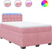 vidaXL Boxspring met matras fluweel roze 120x200 cm