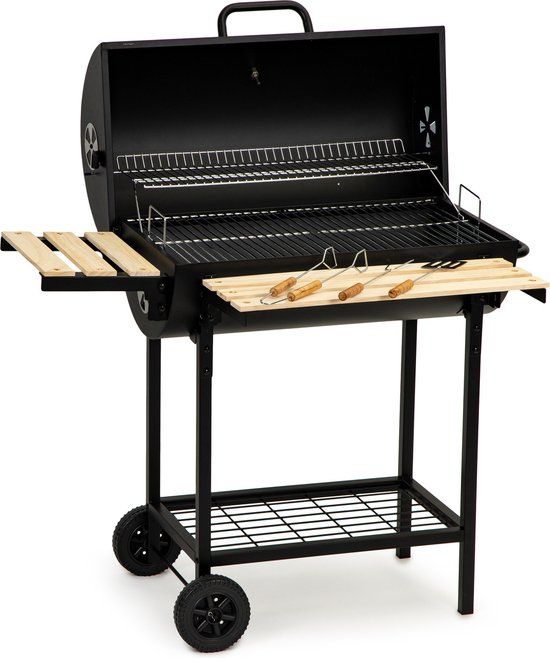Barbecue met deksel en warmhoud rek - inc thermostaat - 104x68x94 cm - Zwart