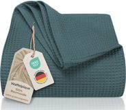 LAYNENBURG Premium Bedspread 220 x 240 cm XXL - Wafelpiqué 100% katoen - Lichtgewicht deken met wafellook - Katoenen deken, bedsprei, banksprei, banksprei - Bankdeken (Blue Mirage)