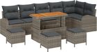 vidaXL Tuinset, 10 stuks, 6 zitplaatsen, grijs, polyrotan