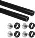 Emuca Lot van 2 ronde kastrails D.28mm lengte 0.75m met beugels, Aluminium en Zamak, Zwart gelakt