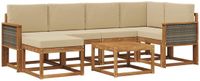 vidaXL - Hoek loungeset - 6 zitplekken - Natuurlijk en beige - Massief acaciahout