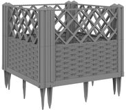 vidaXL Plantenbak met pinnen 43,5x43,5x43,5 cm polypropeen lichtgrijs