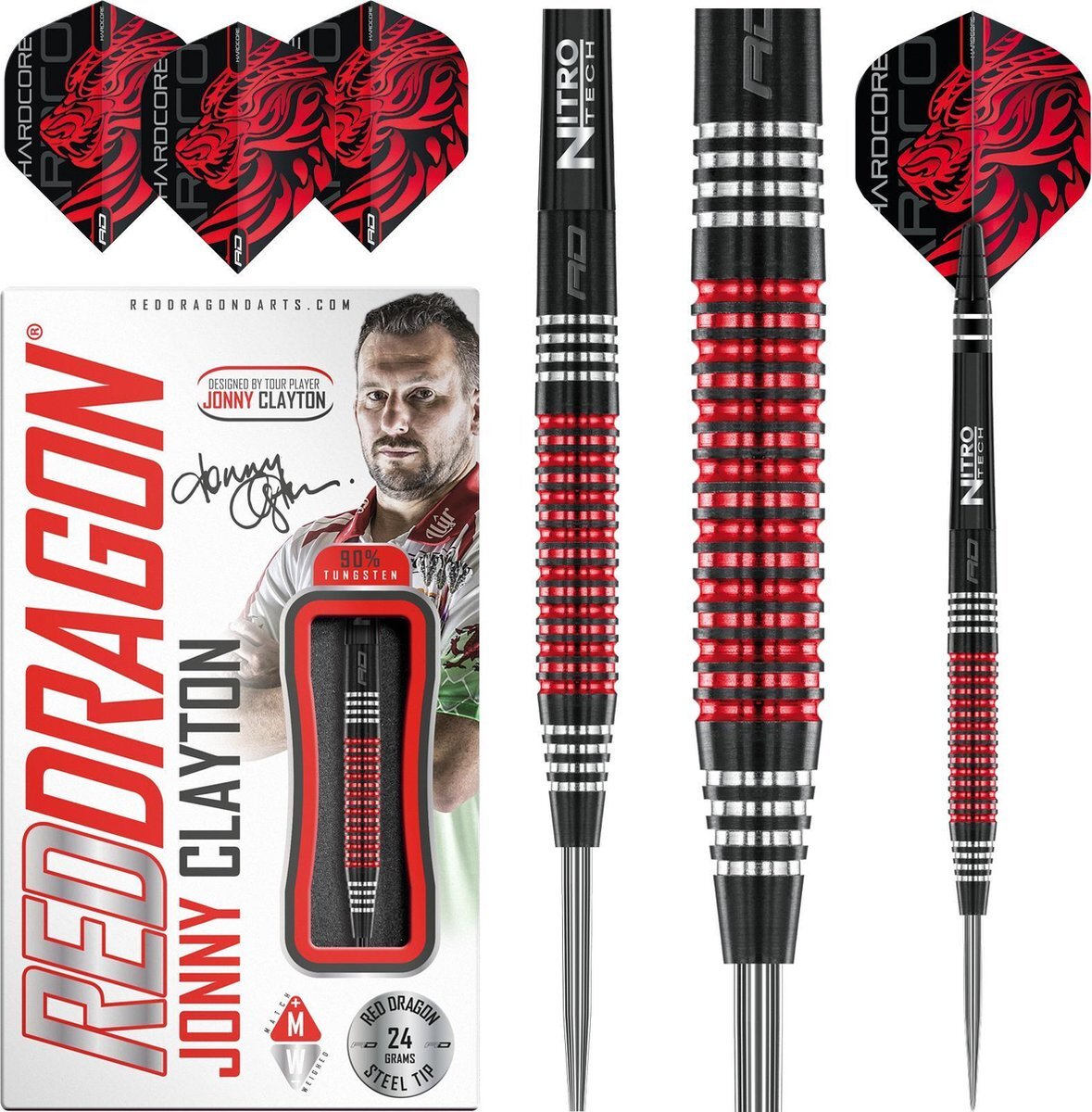 Red Dragon - Jonny Clayton SE: Steeltip Tungsten Dartpijlen Professioneel - 24 gram