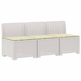 vidaXL 3-zits tuinbank met kussens in rattanlook PP Wit