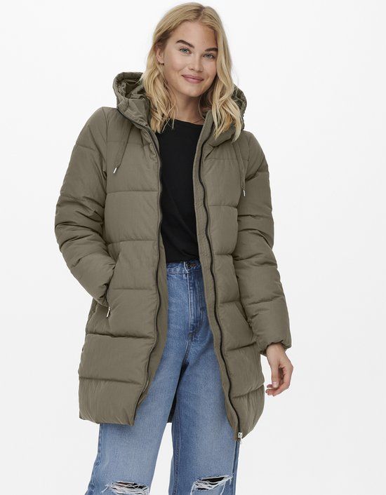 ONLY ONLDOLLY LONG PUFFER COAT OTW Dames Puffer Jas Stone Gray S