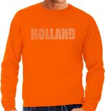 Bellatio Decorations Shoppartners Bv Glitter Holland sweater oranje met steentjes/rhinestones voor heren - Oranje fan shirts - Holland / Nederland supporter - EK/ WK trui / outfit XL