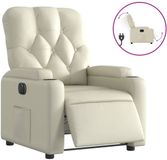 vidaXL Fauteuil elektrisch verstelbaar kunstleer crèmekleurig