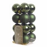 Decoris kleine kerstballen - 64x st - donkergroen - 4 cm - kunststof - kerstversiering