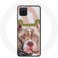 Maniacase Hoesje voor Samsung Galaxy A12 Pitbull Hond bruin