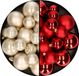 Decoris Kaemingk B.V. Kerstversiering kunststof kerstballen kleuren mix rood/champagne 4-6-8 cm pakket van 68x stuks
