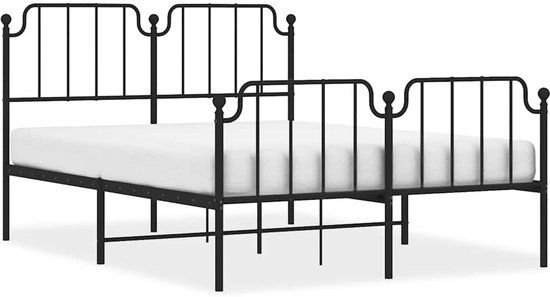 vidaXL Bedframe Metaal met Hoofd- en Voeteneinde Zwart 150x200 cm