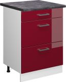 Vicco R-Line Keukenonderkast – 60 cm met laden, WB Antraciet Rode hoogglans