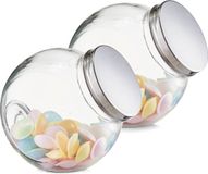 Zeller Candystore Voorraadpot/Snoep Pot - 2 Stuks - Rond - 2900 ml - Glas - Transparant