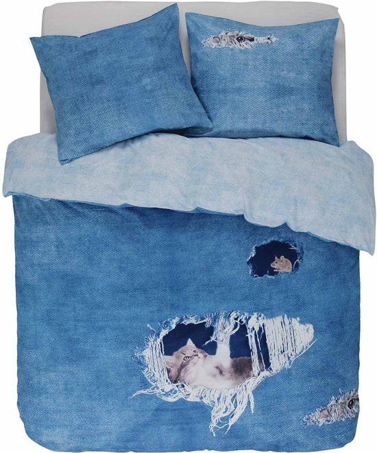 Covers & Co Ripped Jeans Dekbedovertrek Lits Jumeaux 240x220 Blauw