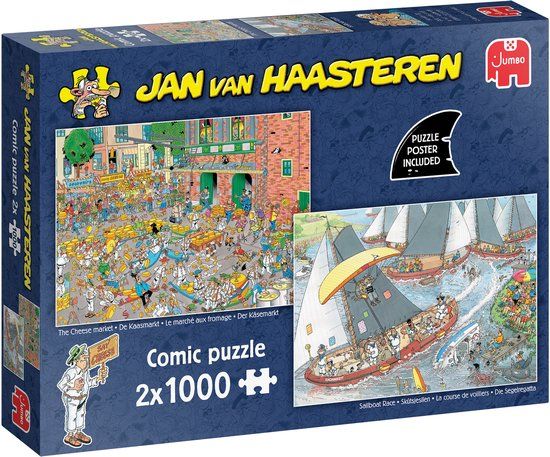 Jan van Haasteren Hollandse Tradities: De Kaasmarkt & Skûtsjesilen - 2x 1000 stukjes puzzel