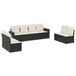 VidaXL Loungeset met kussens polyrotan zwart