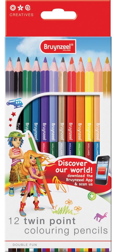 Bruynzeel Kleurpotlood Twin Point etui 12 stuks - Multi