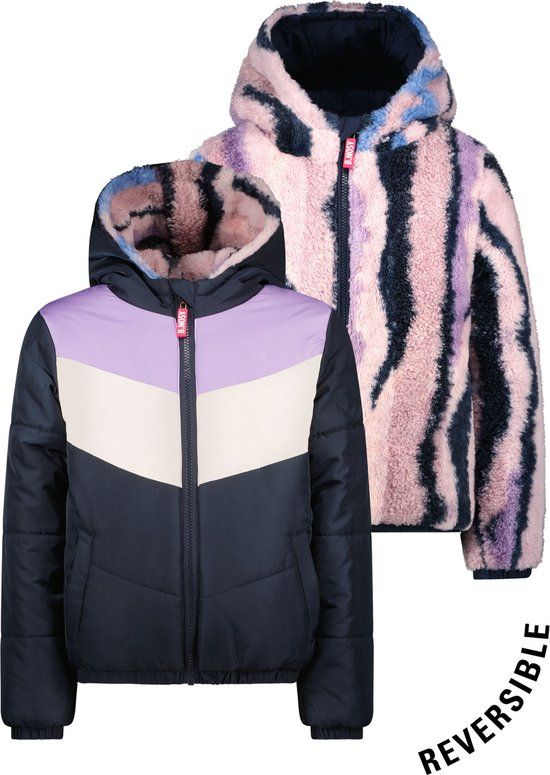 B. Nosy Y408-5213 Girls' Jacket - Size 116 - Navy - Colorblock - Puffer - 100% Recycled Polyester - 2024 Autumn/Winter Collection