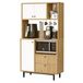 Buffet 3 portes 2 tiroirs 6 niches chêne et blanc L 88 H 161.2 P 35.5 cm