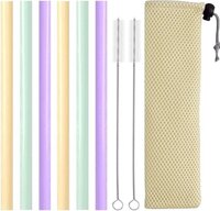 Fako Bijoux® - Siliconen Rietjes XL Set - 6 Herbruikbare Rietjes - 25 cm - Mix