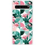 Samsung Bedrukt siliconen hoesje compatibel met Galaxy S10 5G Flamants Roses géométrique