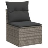 VidaXL 10-delige Loungeset met Kussens Poly Rattan Grijs