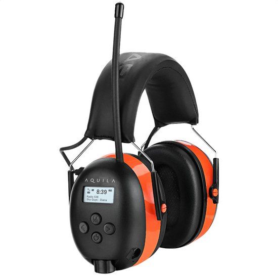 Aquila Oorkappen met Radio en Bluetooth - Oranje/Zwart - 31 SNR