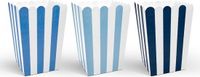 Merkloos / Sans marque Partydeco Gestreepte popcorn bakjes blauw - 18 stuks