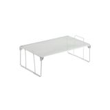 Avilia Rek met 1 plank, voor keuken en badkamer, stapelbaar, van metaal, wit en grijs, 41 x 25,5 x 15 cm