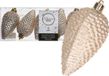 Decoris Kersthangers dennenappels - 6x st - champagne - glitter - 8 cm - kunststof