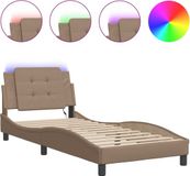 vidaXL Bedframe met LED-verlichting, zonder matras, "Zadar", cappuccino bruin, 90x190 cm