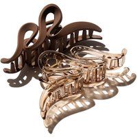 Hairlust Large Claw Hair Clips, Wave, 2-Pack, Coffee/Clear