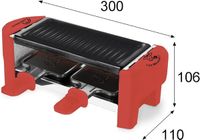 LITTLE BALANCE 8940 Raclette Duo Meuuh...!, Raclette voor 1/2 personen, afneembare grill, 2 spatels + 2 planken, PFAS-vrij, antiaanbaklaag, 320 W, chili