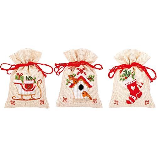 VERVACO Borduurpakket Kruissteek Geurzakje KERSTMOTIEF SET VAN 3